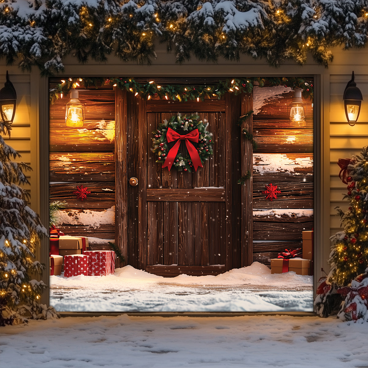 Shineful Garage Door Banner Decoration Cozy Christmas Door