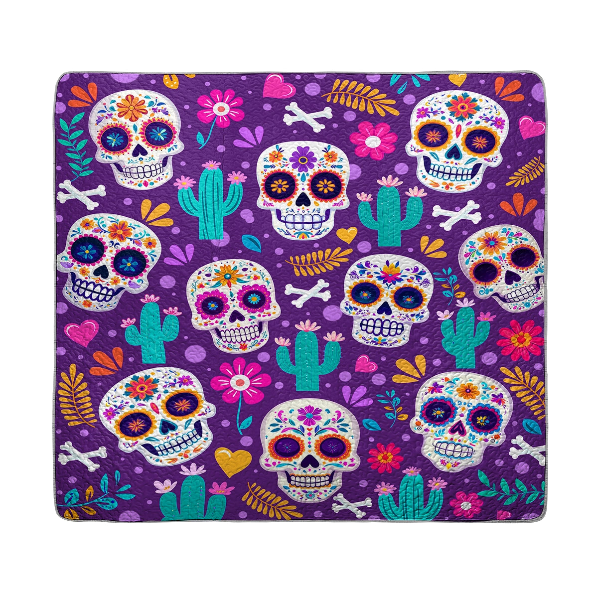 Shineful All Season Quilt 3-Piece Set - Vibrant Skull Fiesta