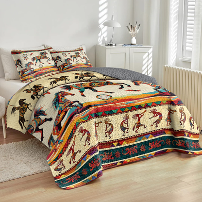 Shineful All Season Quilt 3-Piece Set Warrior Gallop Kokopelli