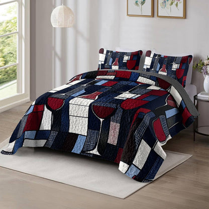 Shineful All Season Quilt 3-Piece Set Dreamy Wine Lovely