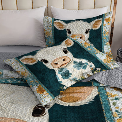 Shineful All Season Quilt 3-Piece Set Adorable Floral Calf
