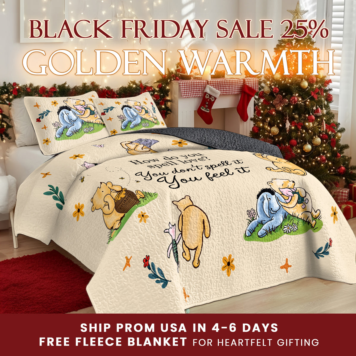 Shineful Quilt 3-Piece Set Pooh The Love