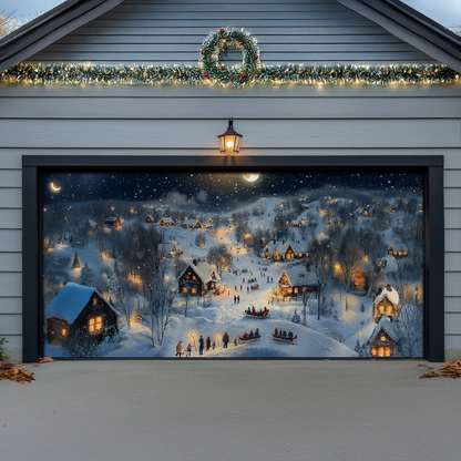 Shineful Garage Door Banner Decoration - Moonlit Village Cheer