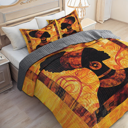 Shineful All Season Quilt 3-Piece Set - Black Women African Queen