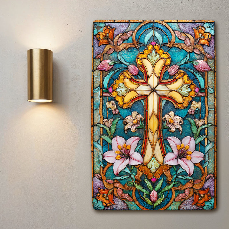 Shineful 2D Metal Sign Floral Cross