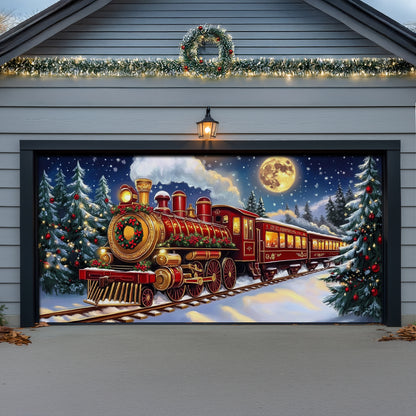 Shineful Garage Door Banner Decoration Christmas Magical Train