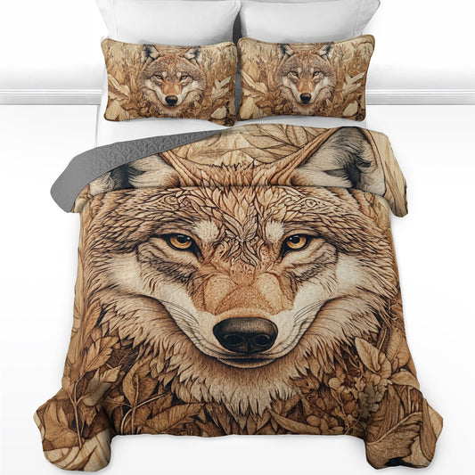 Shineful All Season Quilt 3-Piece Set Wolf Spirit