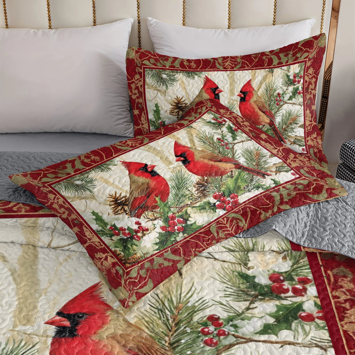 Shineful All Season Quilt 3-Piece Set Holiday Cardinal