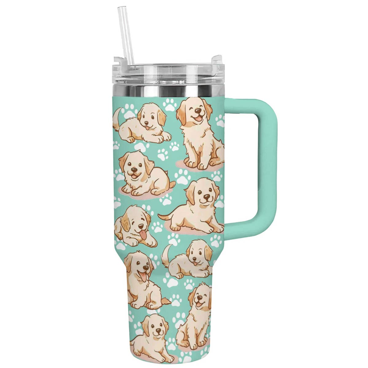 40 Oz Golden Retriever Shineful™ Tumbler Baby Golden Nl09 Turquoise Blue 40Oz