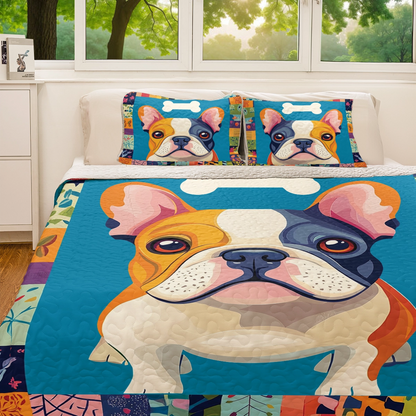 Shineful All Season Quilt 3-Piece Set - Colorful Frenchie