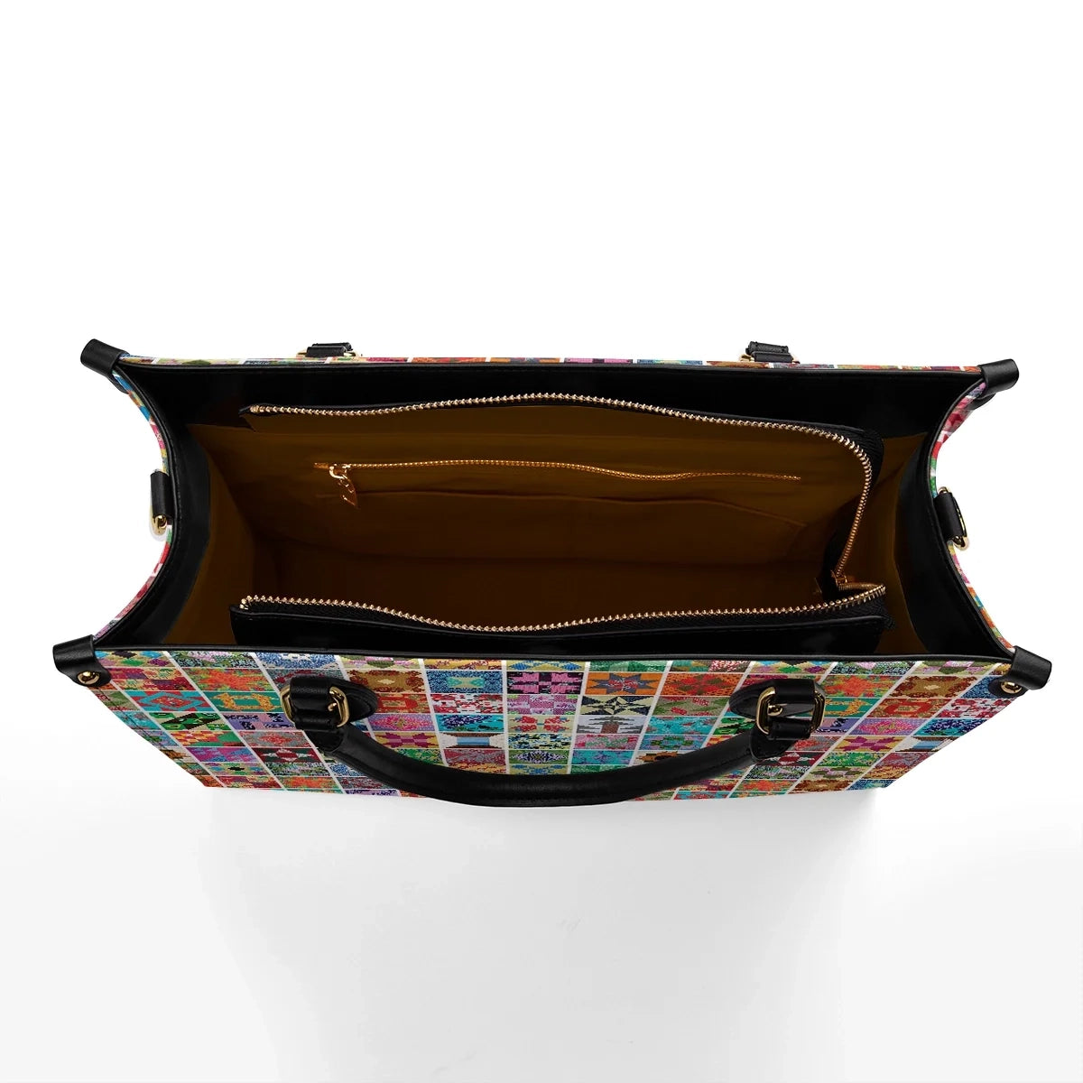 Shineful Leather Bag Traditional Quilting Blocks Blue