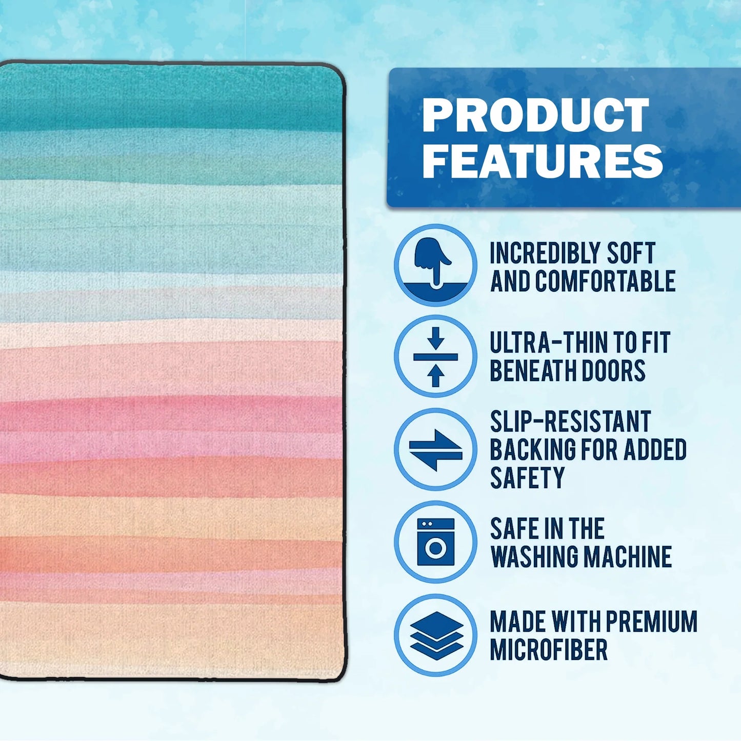 Shineful Ultra-Thin Non Skid Floor Mat, Kitchen Rugs Sleepy Cats