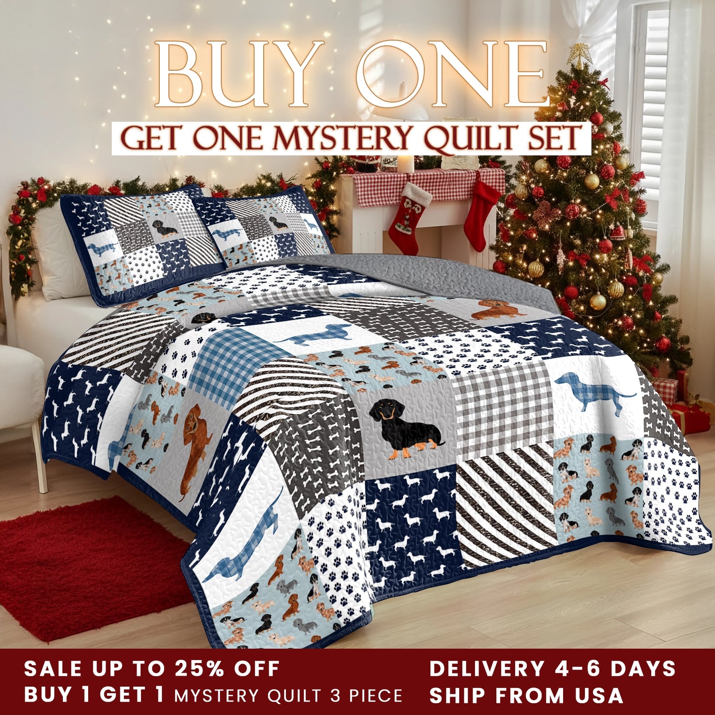 Shineful Quilt 3-Piece Set Dachshund Delight