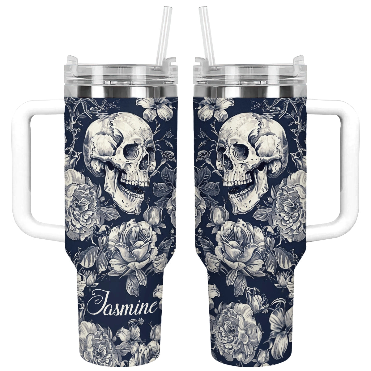 Shineful Tumbler Personalized Skull Garden