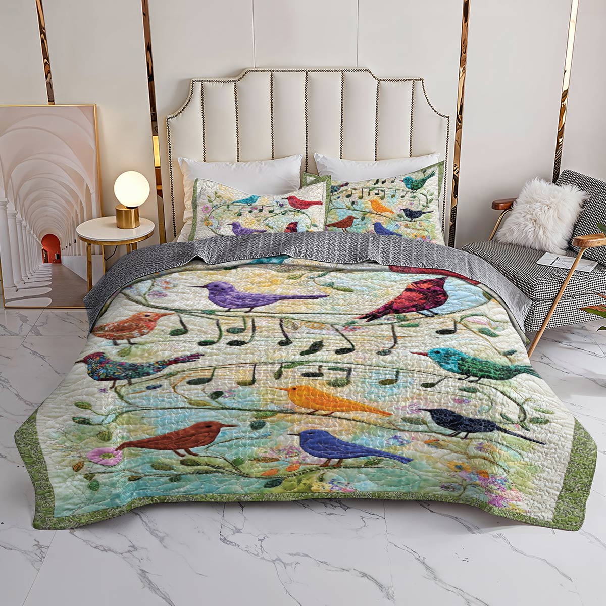 Shineful All Season Quilt 3-Piece Set Singing Birds