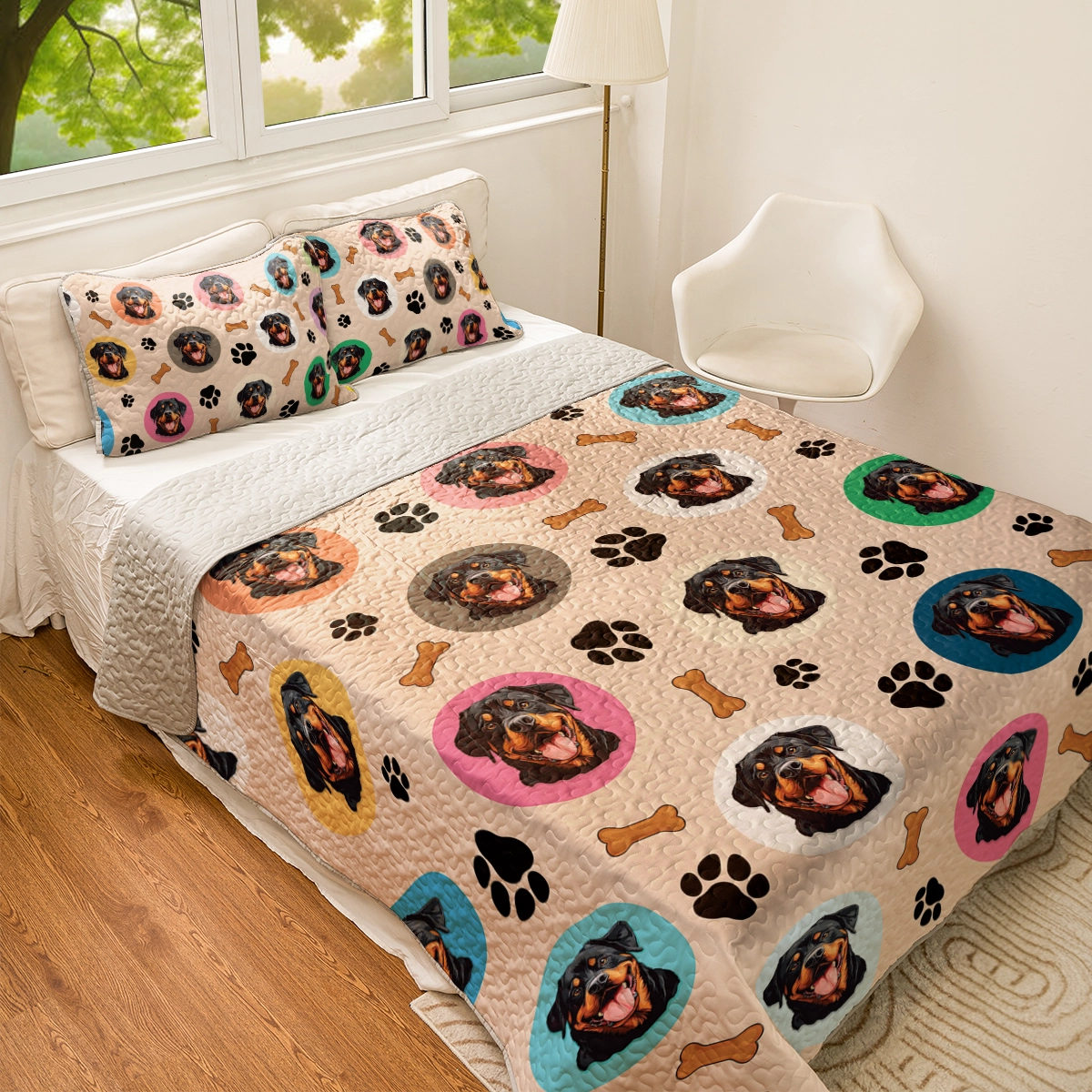Shineful All Season Quilt 3-Piece Set - Rottweiler's Dreamland