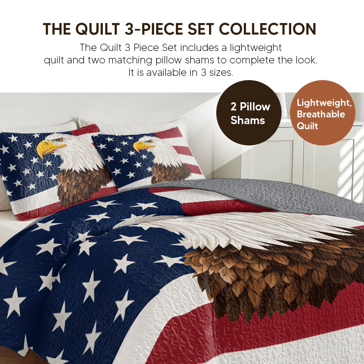 Shineful Quilt 3-Piece Set American Eagle
