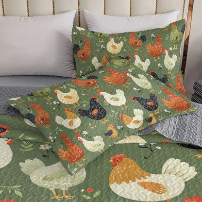 Shineful All Season Quilt 3-Piece Set Chicken Cozy Coop Collection