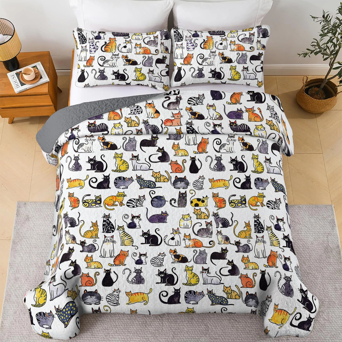 Shineful All Season Quilt 3-Piece Set Cats In My Life