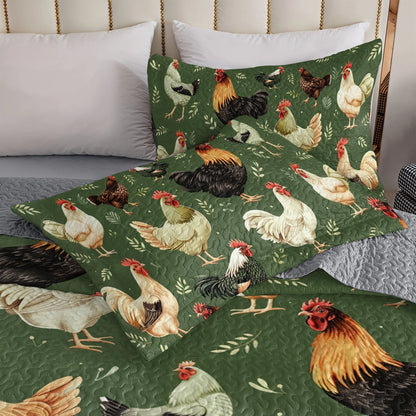 Shineful All Season Quilt 3-Piece Set Chicken Farm Fresh