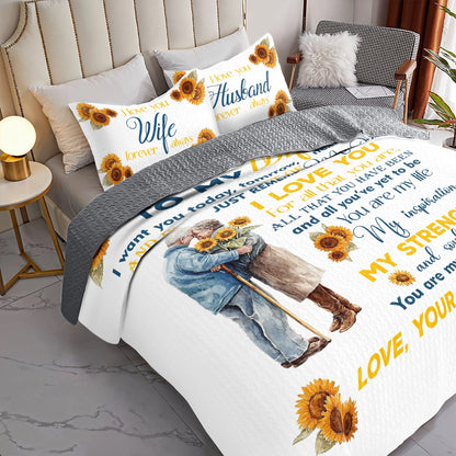 Shineful All Season Quilt 3-Piece Set Family Sunflower Love