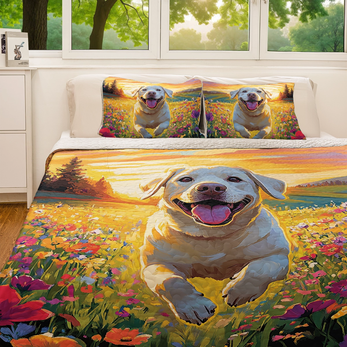 Shineful All Season Quilt 3-Piece Set - Joyous Labrador Retriever