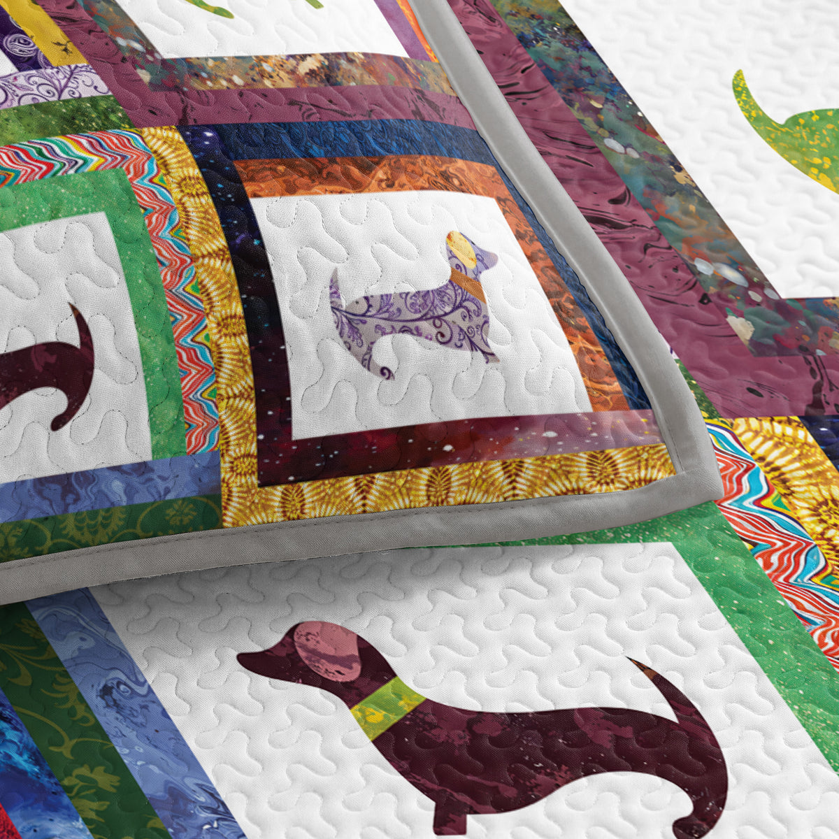 Shineful Quilt 3-Piece Set Dachshund Friends