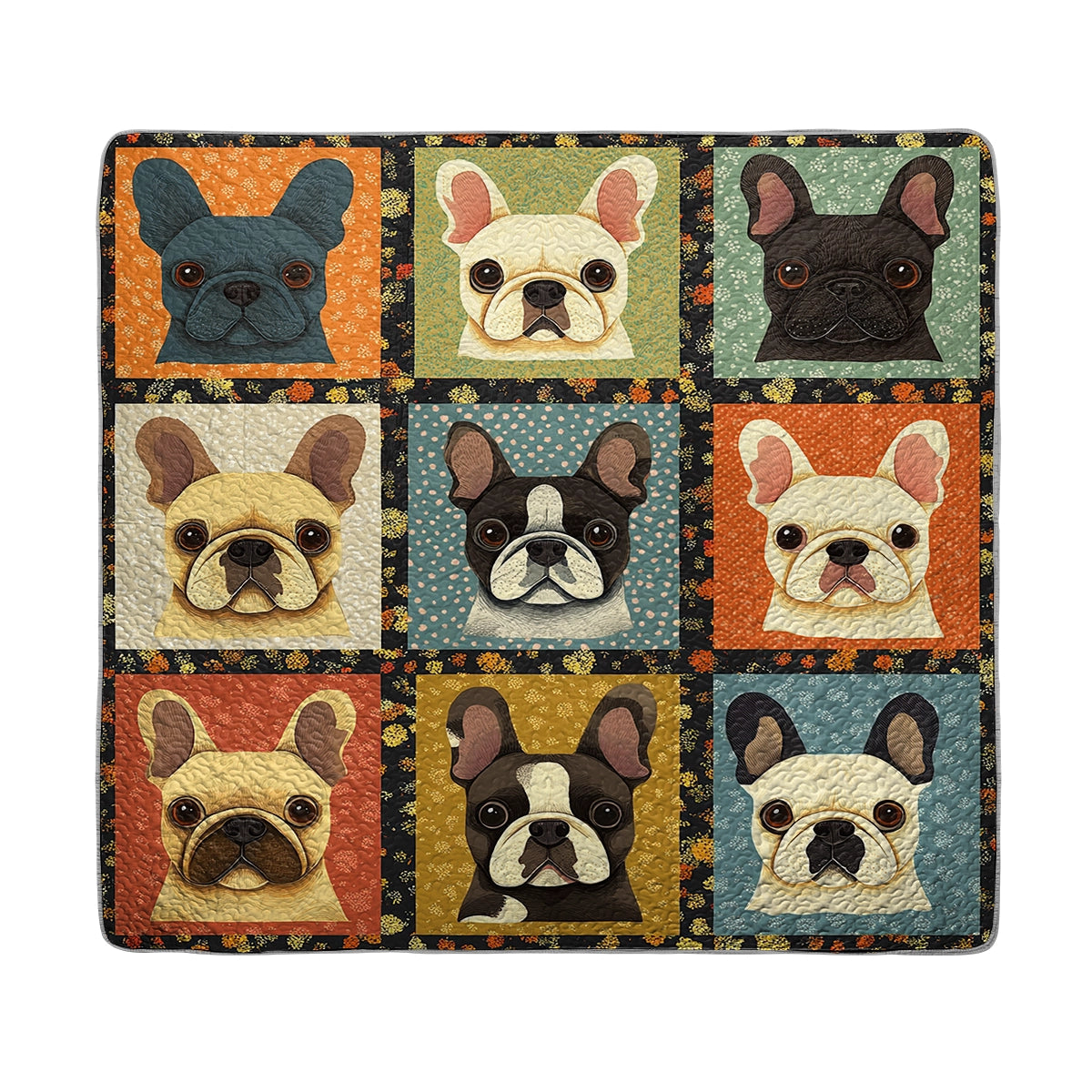 Shineful All Season Quilt 3-Piece Set - French Bulldog Snuggle