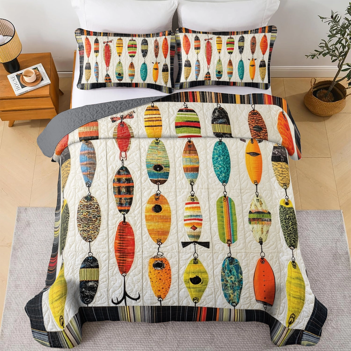 Shineful All Season Quilt 3-Piece Set Fishing Big Catch