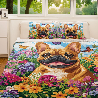 Shineful All Season Quilt 3-Piece Set - Frenchie Floral Fantasy