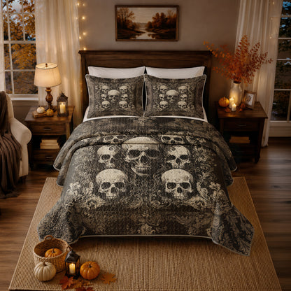 Shineful Quilt 3-Piece Set Gothic Skull Majesty