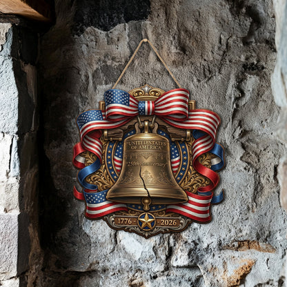 Shineful Patriot Bell Wood Sign