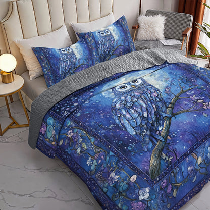 Shineful All Season Quilt 3-Piece Set Mystic Moon Owl