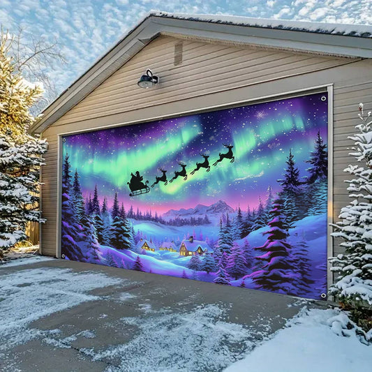 Shineful Garage Door Banner Decoration Aurora's Holiday Journey