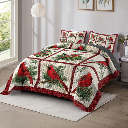 Shineful All Season Quilt 3-Piece Set Cardinal Christmas