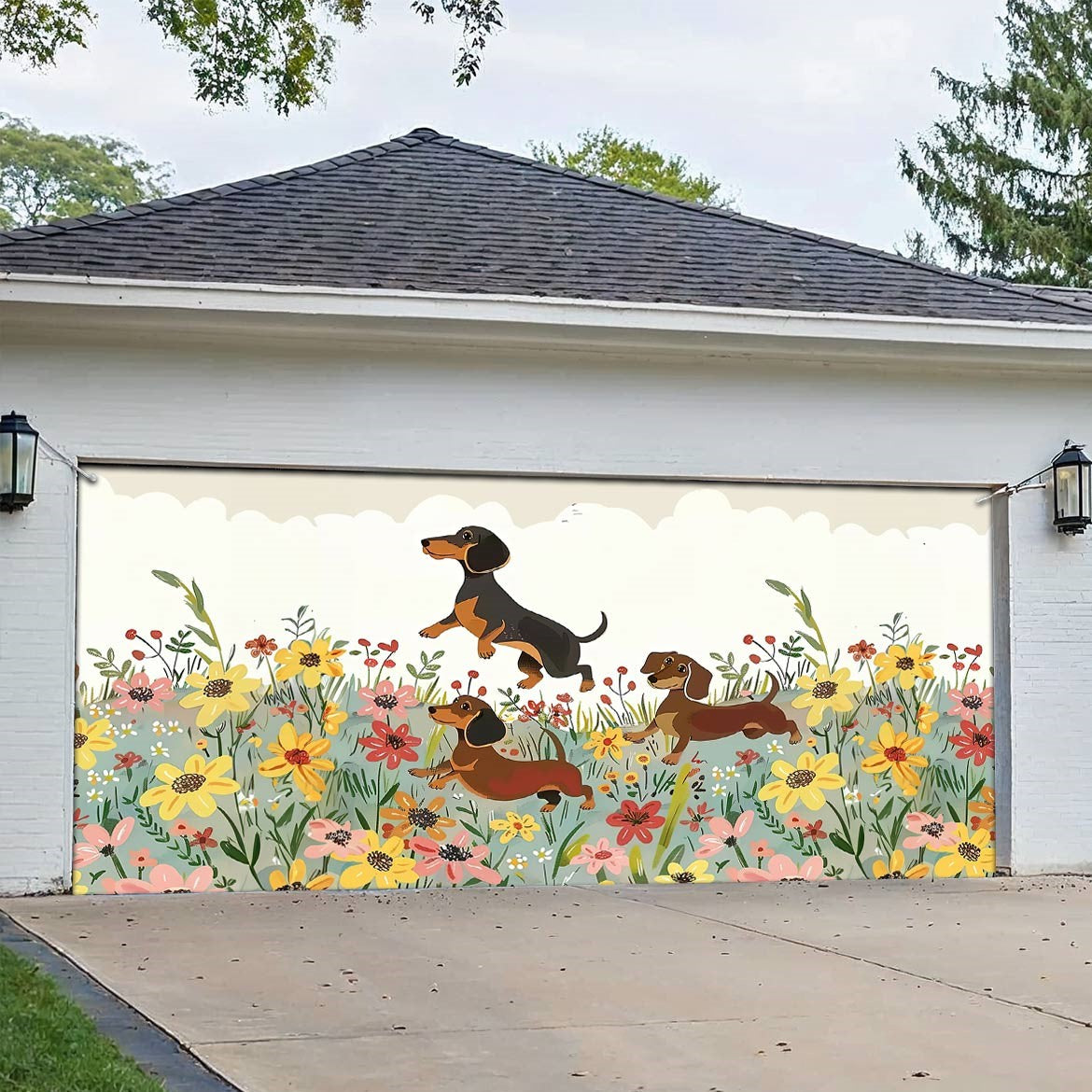 Shineful Garage Door Banner Decoration Dachshund Delight