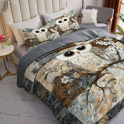 Shineful All Season Quilt 3-Piece Set Cute Owl Lovely