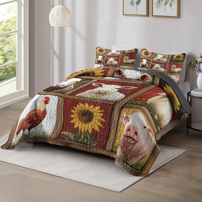 Shineful All Season Quilt 3-Piece Set Rustic Farm Animals
