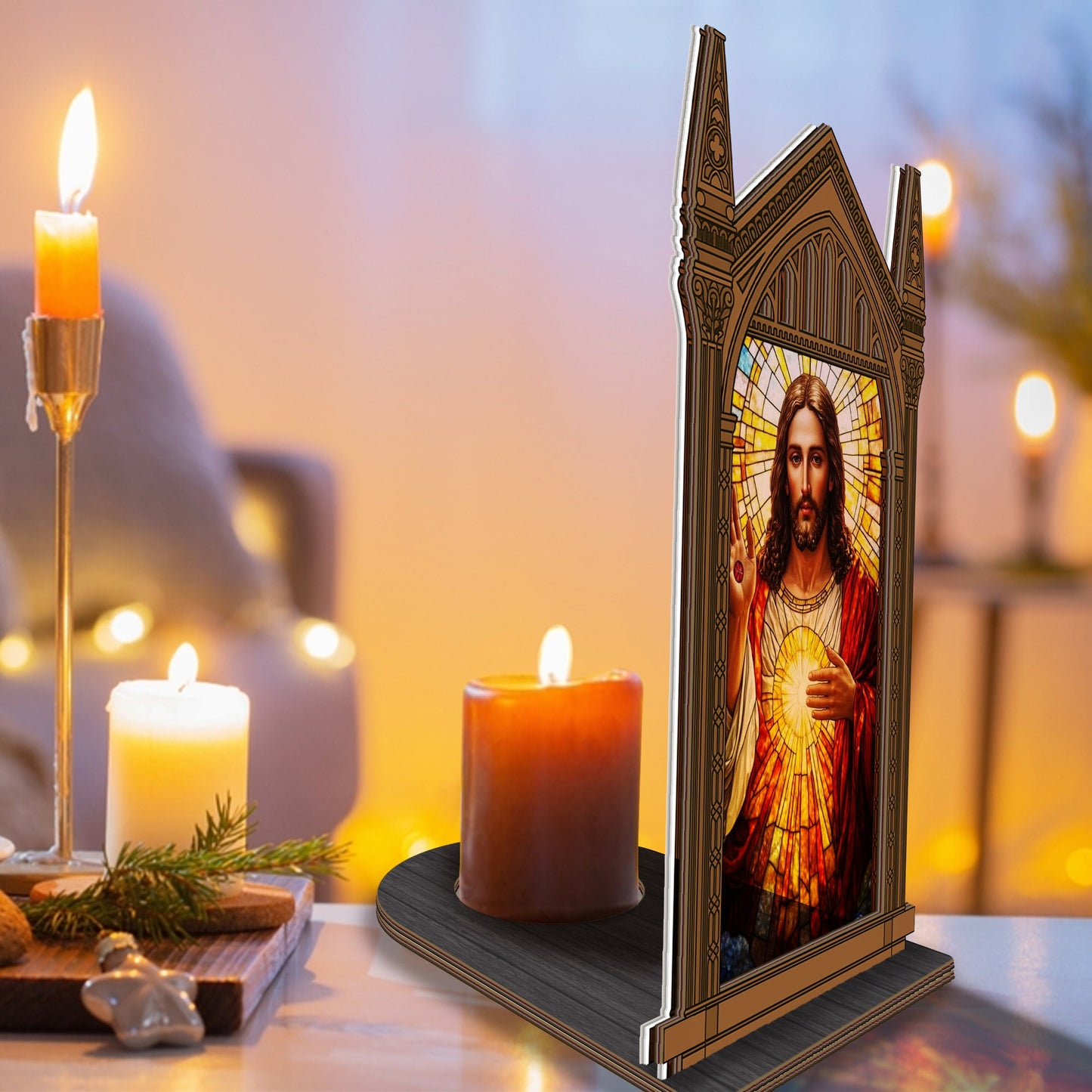 Shineful Suncatcher Candle Holder Sacred Heart Light