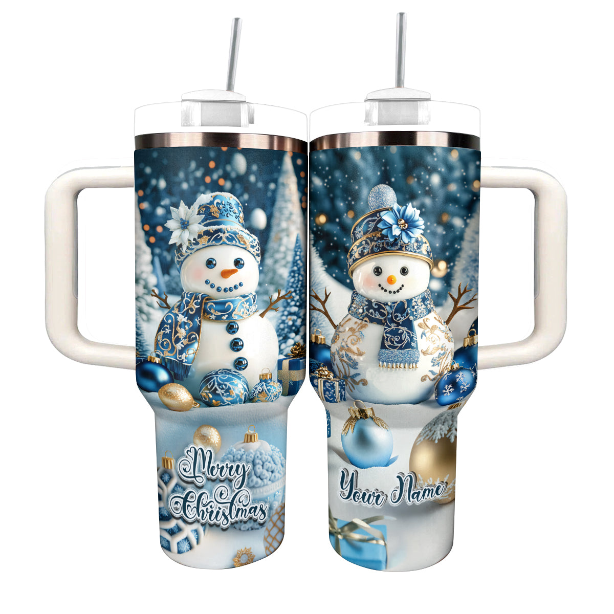 Shineful Tumbler Personalized Frosty Elegance Christmas