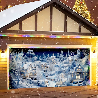 Shineful Garage Door Banner Decoration -  Snowy Village Glow
