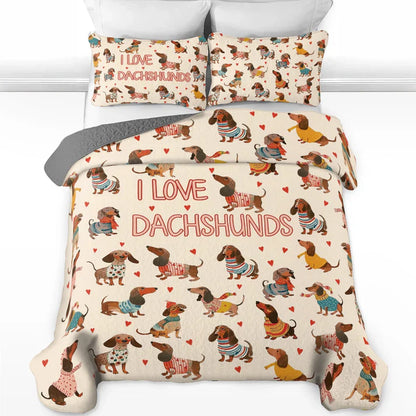 Shineful Quilt 3-Piece Set Dachshund Lovely Delight