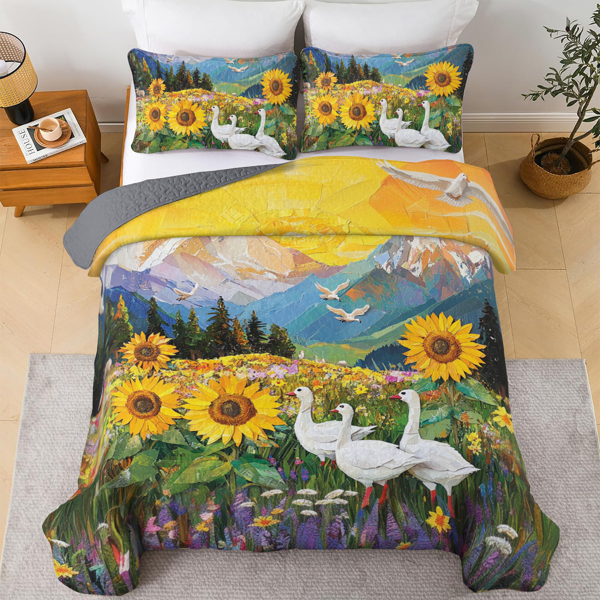Shineful All Season Quilt 3-Piece Set - Sunflower Duckling Delight