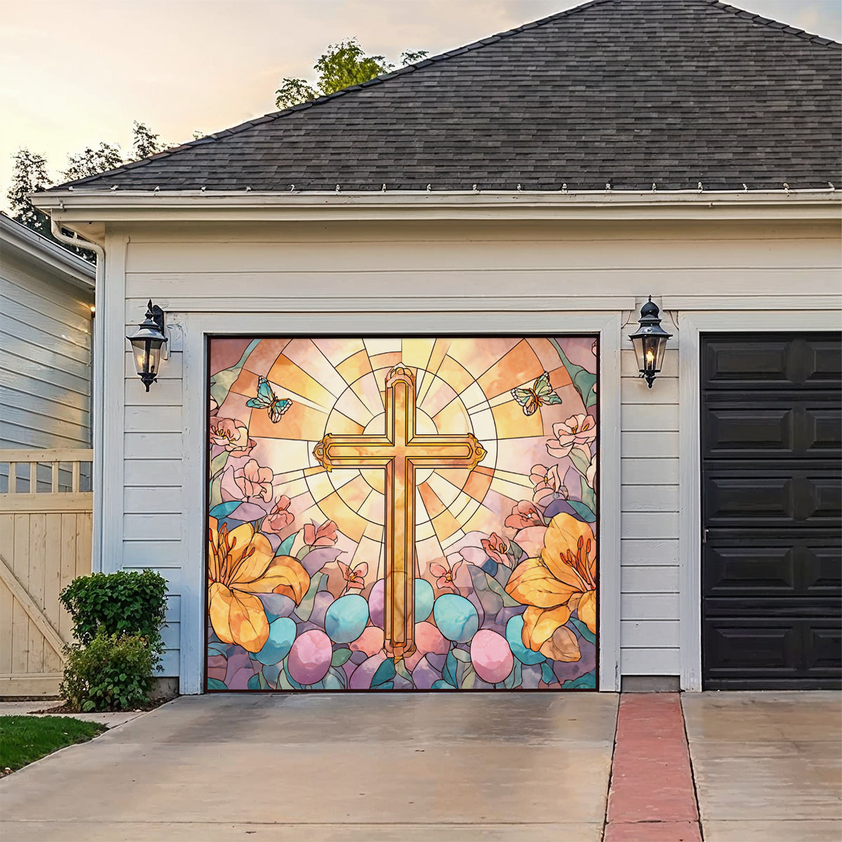 Shineful Garage Door Banner Decoration Easter Radiant Cross
