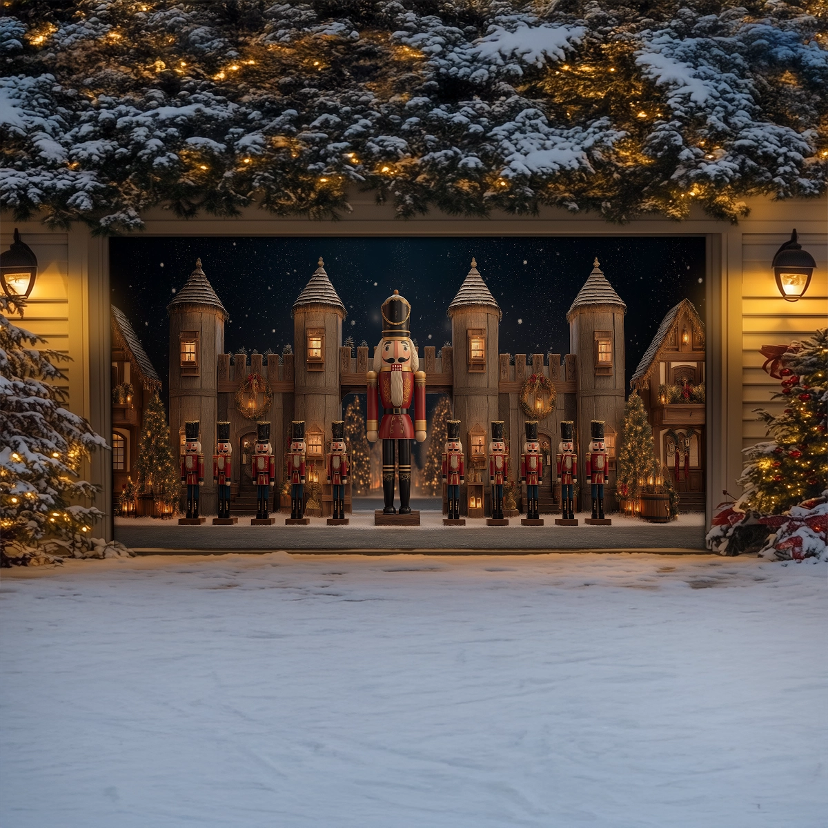 Shineful Garage Door Banner Decoration Nutcracker Castle Guard Christmas