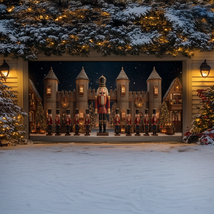 Shineful Garage Door Banner Decoration Nutcracker Castle Guard Christmas
