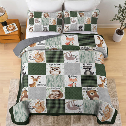 Shineful All Season Quilt 3-Piece Set Woodland Animal Charm