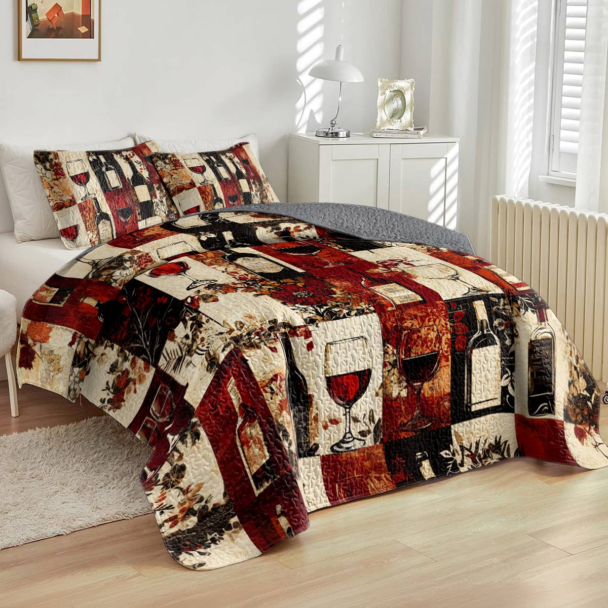 Shineful All Season Quilt 3-Piece Set Ethereal Wine