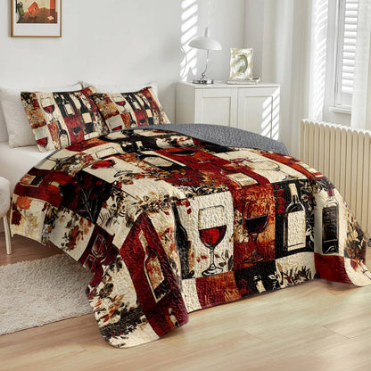 Shineful All Season Quilt 3-Piece Set Ethereal Wine