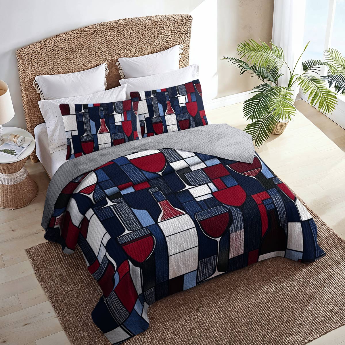Shineful All Season Quilt 3-Piece Set Dreamy Wine Lovely
